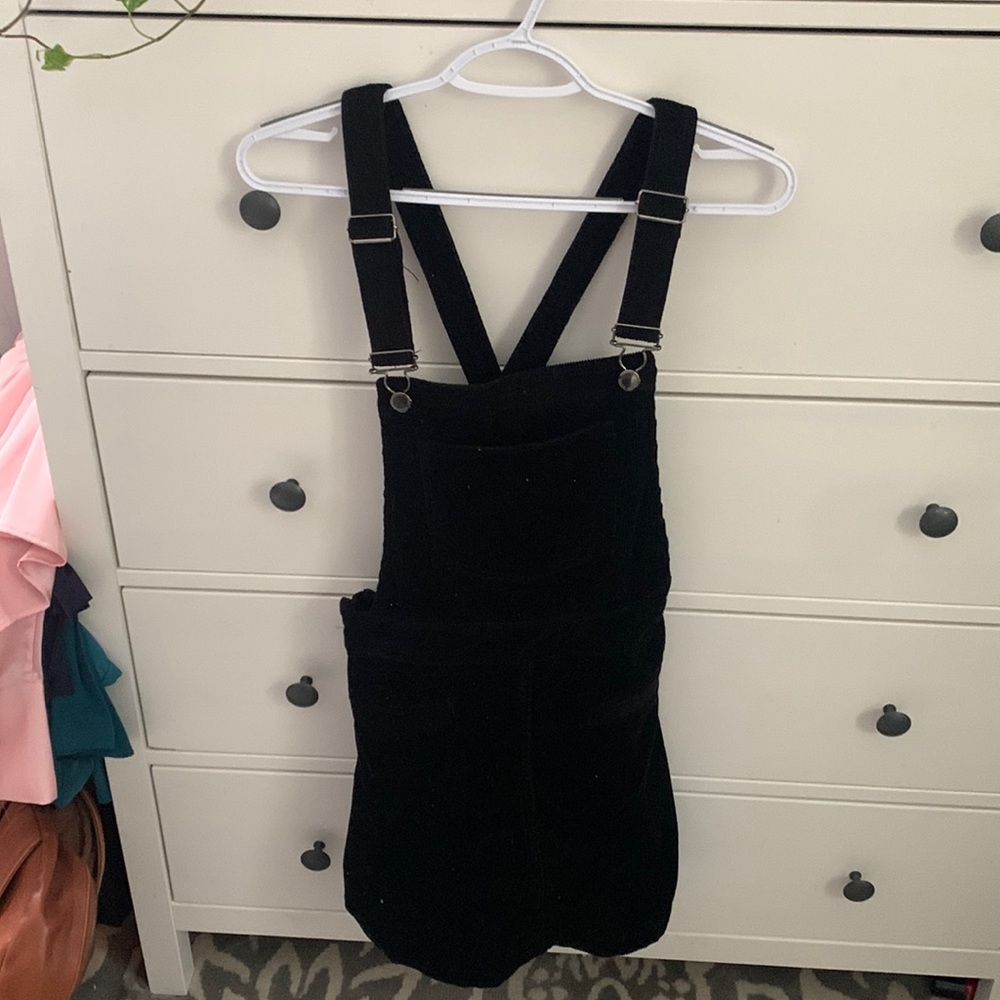 H&M size 4 black corduroy overall dress.